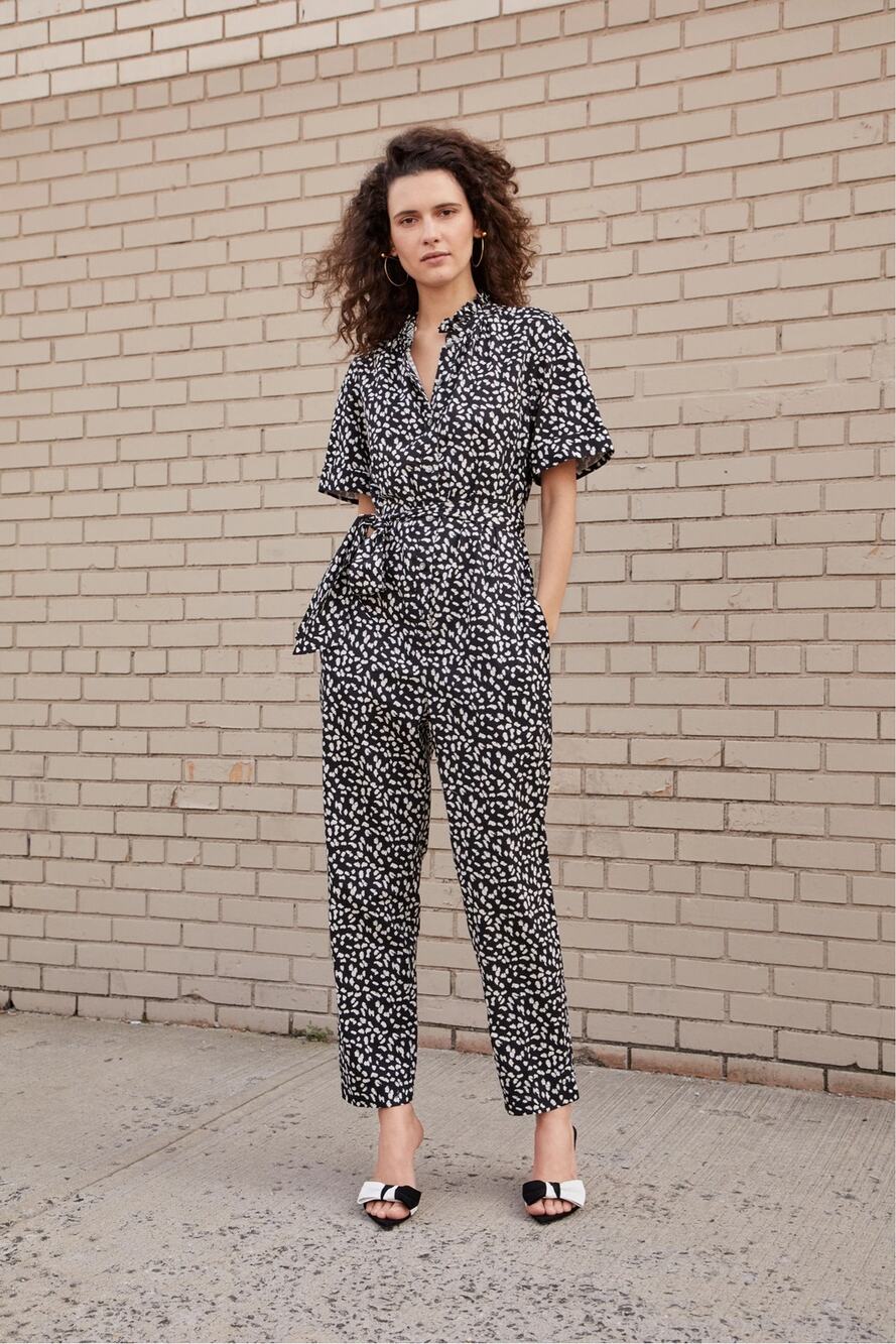 Rebecca Taylor La Vie Twill Jumpsuit At Orchard Mile Black White Size XS Cotton